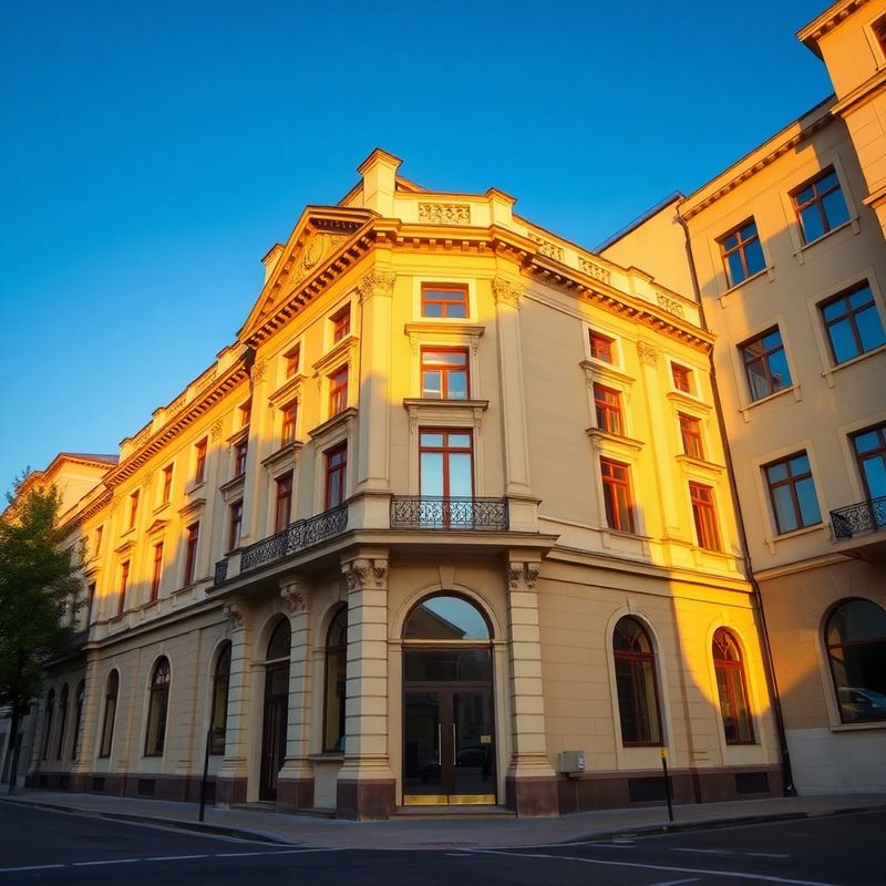 Fațada neoclasică a unei clădiri din centrul Iașului