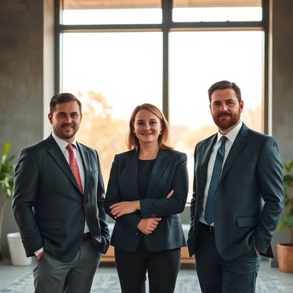 Trei consultanți profesioniști într-un birou contemporan din Iași